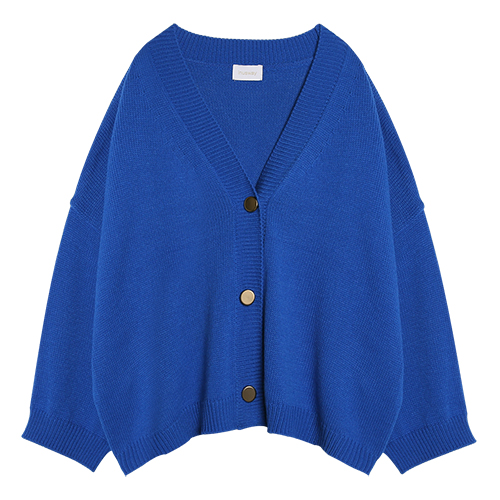 iuw0013 gold button ribbed cardigan (blue)