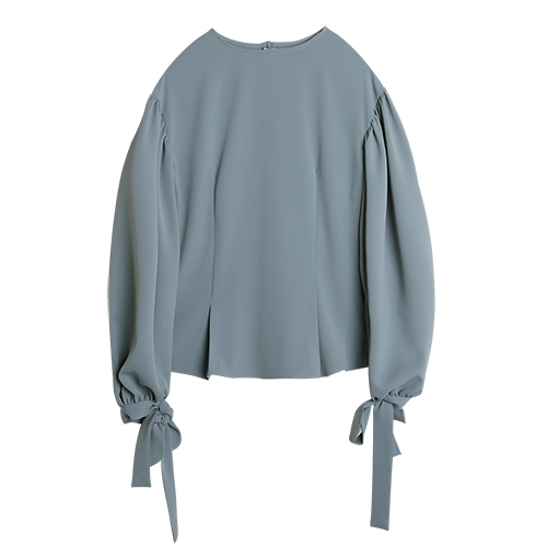 iuw0024 ballon-sleeved silk blouse (skyblue)