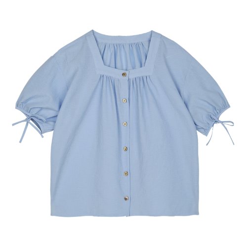 iuw413 Sleeve string blouse (blue)