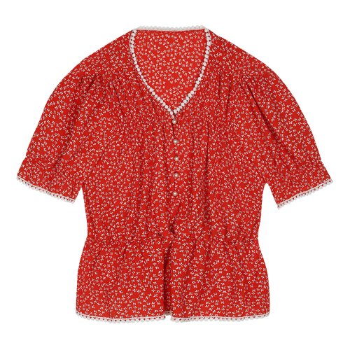 iuw426 Flower printed lace blouse (red)