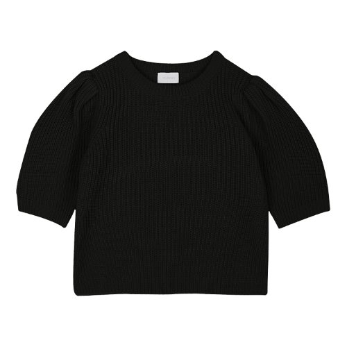 iuw553 half shirring sleeve knit (black)