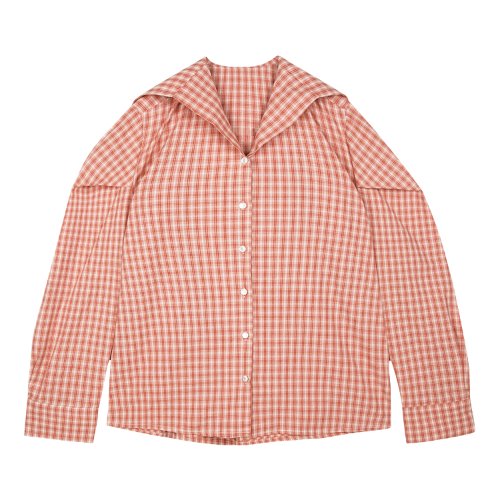 iuw575 sailor collar check blouse (pink)