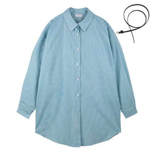 iuw628 boxy stripe belted shirts (skyblue)