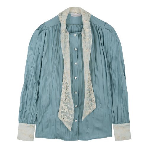 iuw649 scarf wrinkle blouse (skyblue)