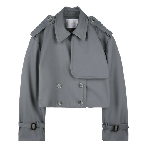 iuw652 cropped trench jacket (charcoal)