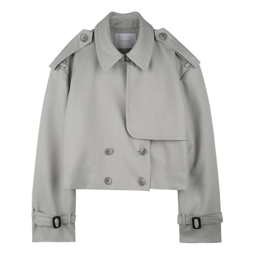 iuw651 cropped trench jacket (lightgrey)