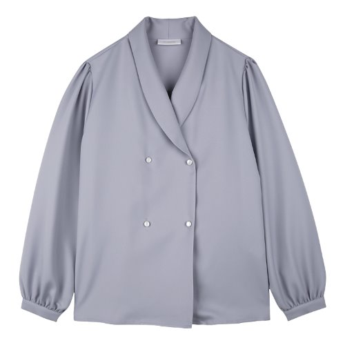 iuw634 double button blouse (bluegrey)