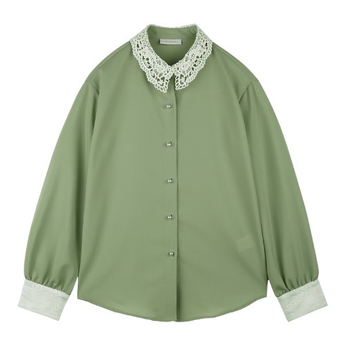 iuw644 collar laced blouse (green)