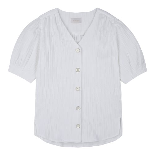 iuw683 v-neck shirring blouse (white)