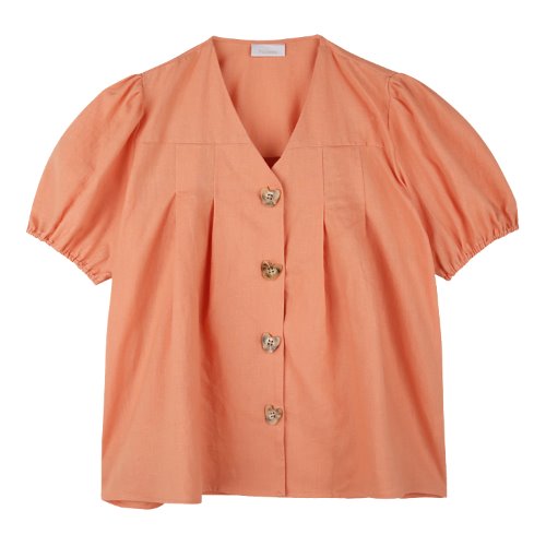 iuw679 heart button point blouse (apricot)