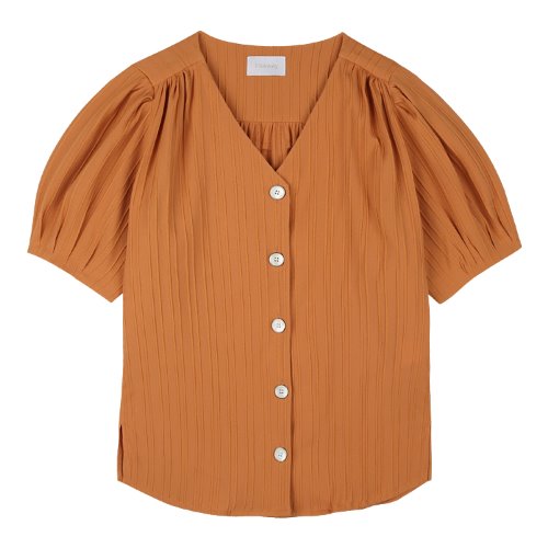 iuw684 v-neck shirring blouse (orange)