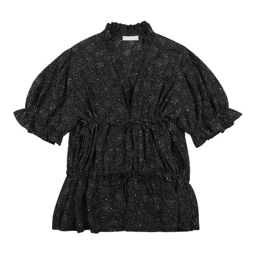iuw696 double string frill blouse (darknavy)