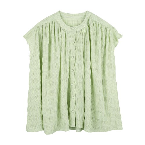 iuw736 belted check sleeveless blouse (green)
