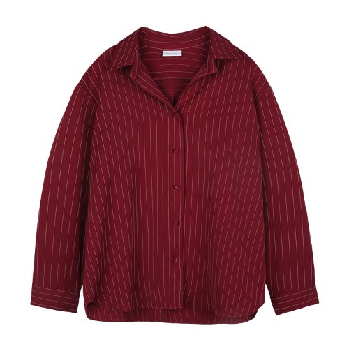 iuw801 open collar stripe shirts (deep red)