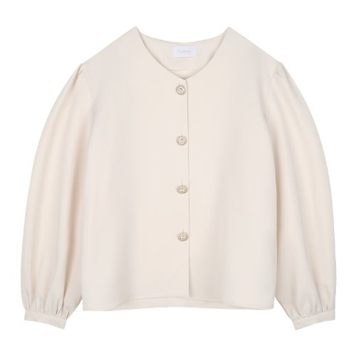 iuw816 pearl button V blouse (light beige)