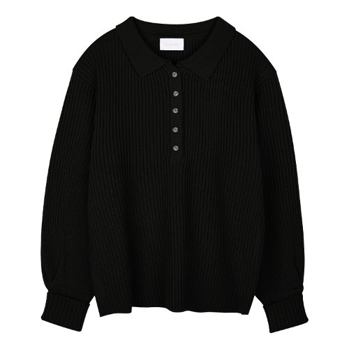 iuw896 button collar knit (black)