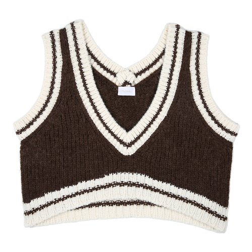 iuw888 wool boxy vest (brown)