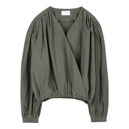 iuw843 crop wrap blouse (khaki)