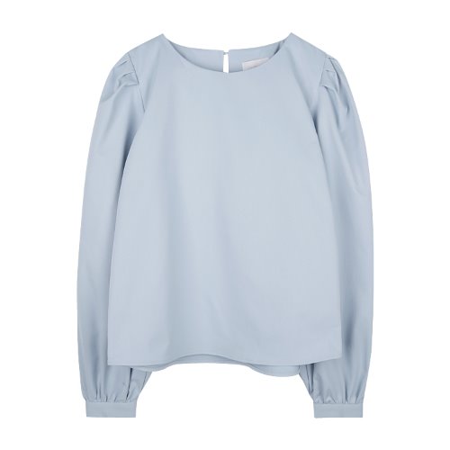 iuw922 round neck shirring blouse (skyblue)