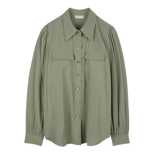 iuw978 puffsleeve pocket blouse (khaki)