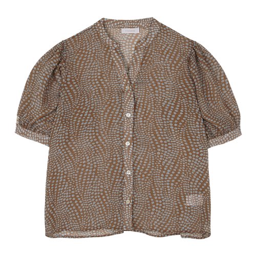 iuw967 china collar dot blouse (brown)