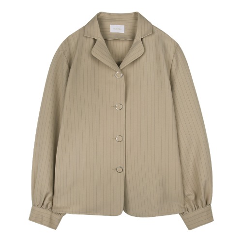 iuw1079 waist string stripe blouse (beige)