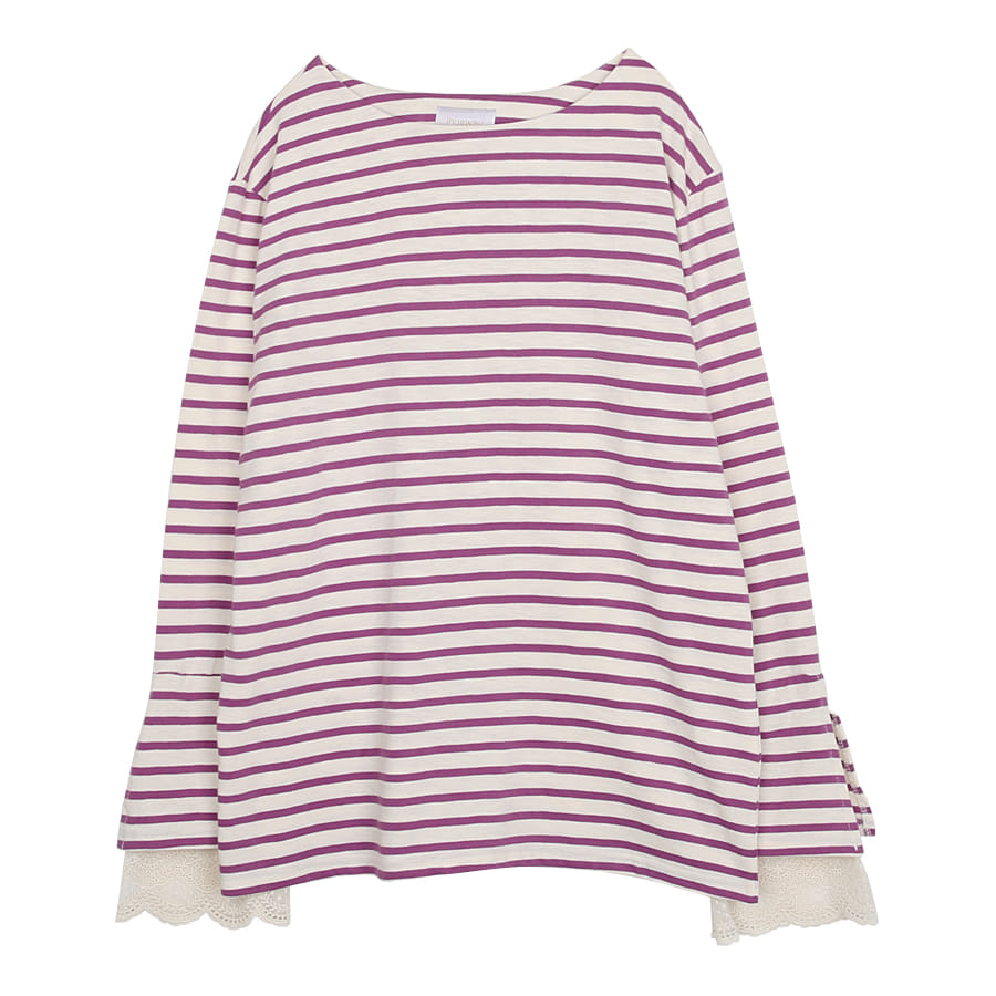 iuw0052 striped lace top (purple)