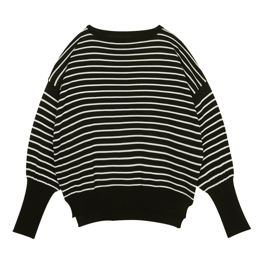 iuw0053 striped pattern knit (black)