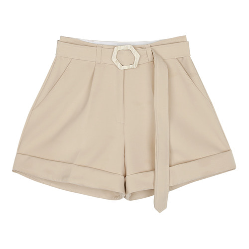 iuw0072 blet-waist shorts (beige)