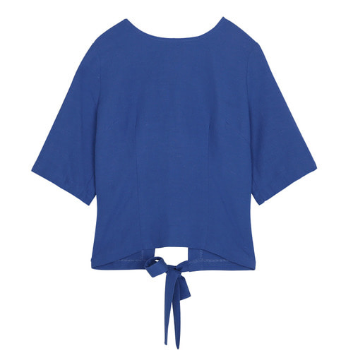 iuw0097 back_ribbon linen blouse (blue)