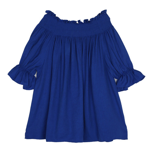 iuw140 smoking shirring blouse (blue)