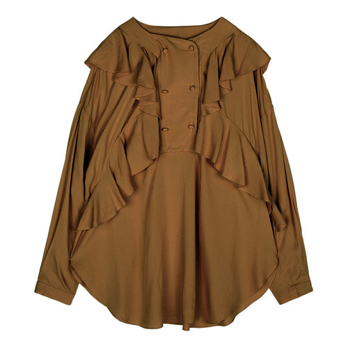 iuw172 frill double button blouse (brown)