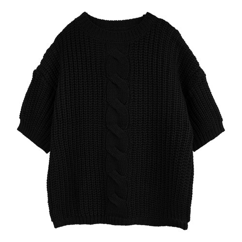 iuw159 twist short - sleeve knit (black)