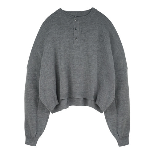 iuw158 henley neck crop knit (grey)