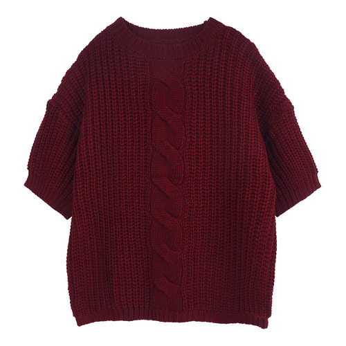 iuw161 twist short-sleeve knit (wine)