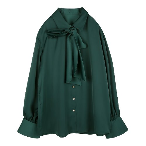 iuw237 ribbon silk blouse (green)