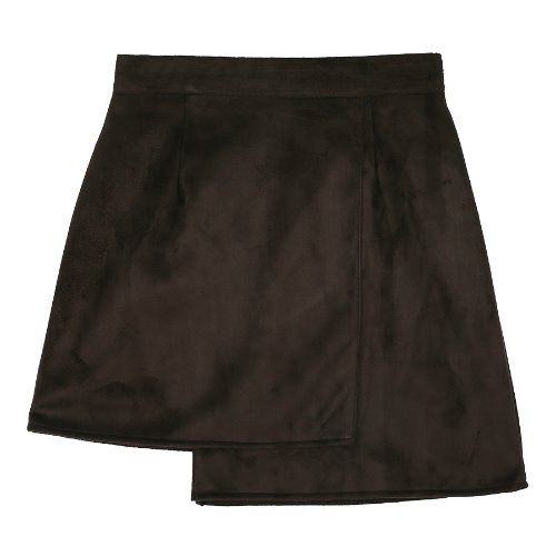 iuw202 unbalenced suede skirt (brown)
