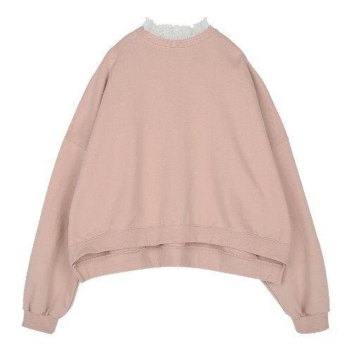 iuw288 cropped-lace sweatshirts (pink)