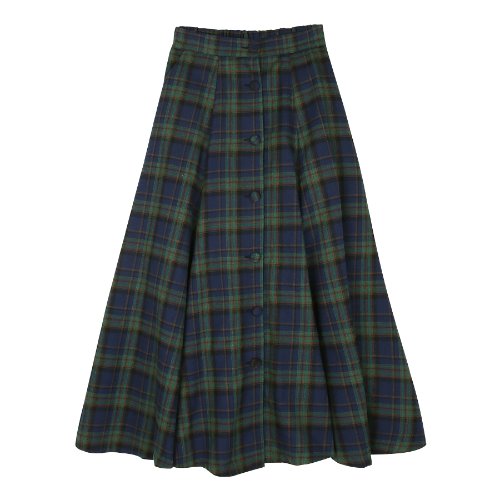 iuw263 check flared skirt (green)