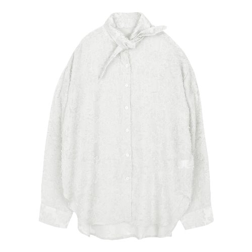 iuw303 ribbon-collar lace blouse (white)