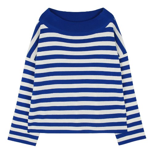 iuw331 Striped offshoulder knit (blue)