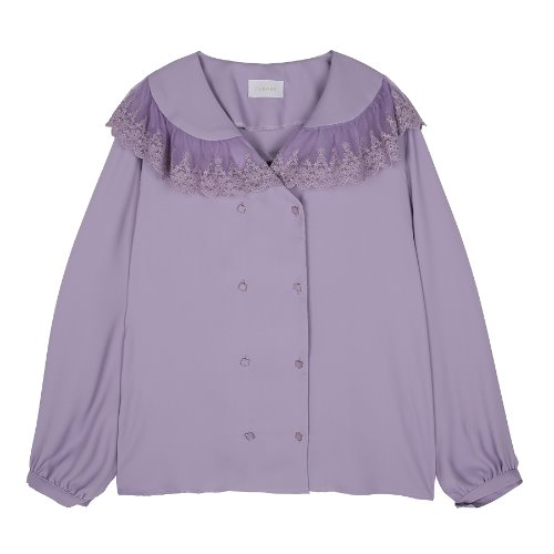 iuw344 Laced button point blouse (purple)