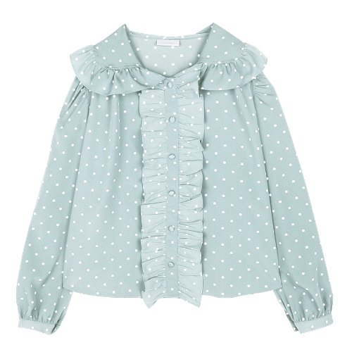 iuw350 Dot-frill blouse (sora)
