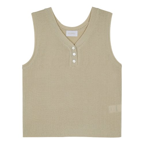 iuw371 Button round-neck sleeveless (beige)