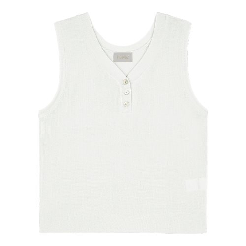 iuw372 Button round-neck sleeveless (white)