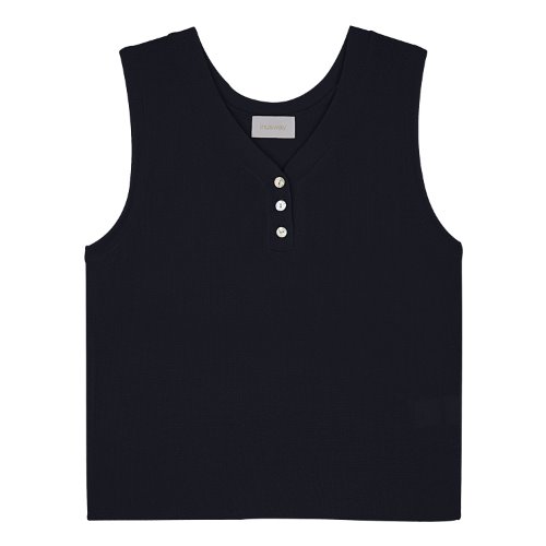 iuw373 Button round-neck sleeveless (navy)