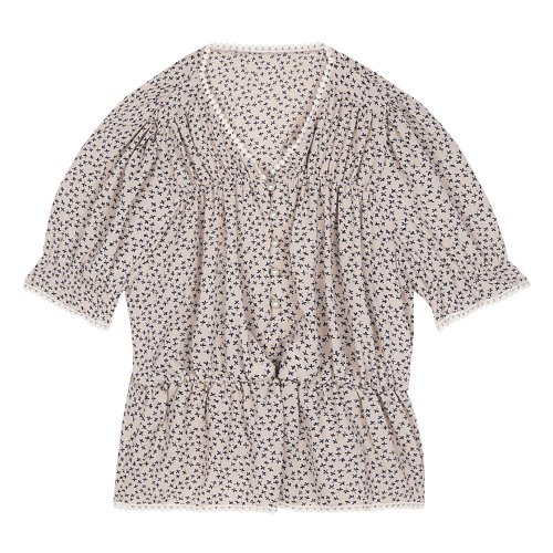 iuw425 Flower printed lace blouse (beige)