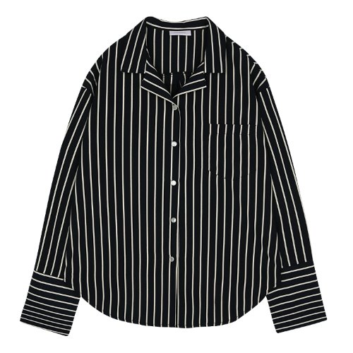 iuw473 striped pocket blouse (navy)