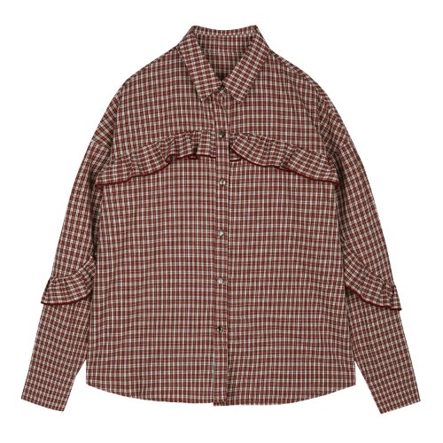 iuw482 frill blouse (check)