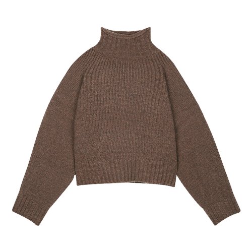 iuw524 cropped boucle turtleneck knit (brown)
